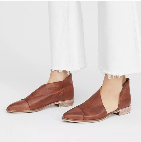 Free People Royale Elegant Brown Leather Flatsade In Spain Size 10 - Picture 1 of 13